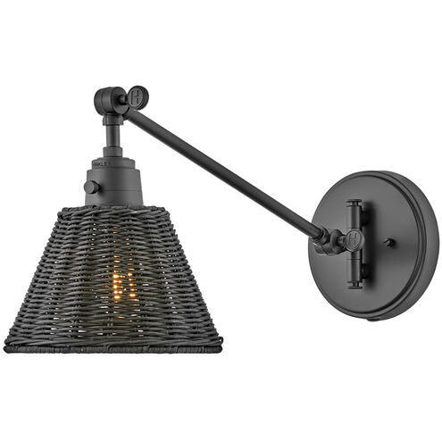 Arti 1 Light 7.75 inch Black Indoor Wall Sconce Wall Light in Black / Black Rattan