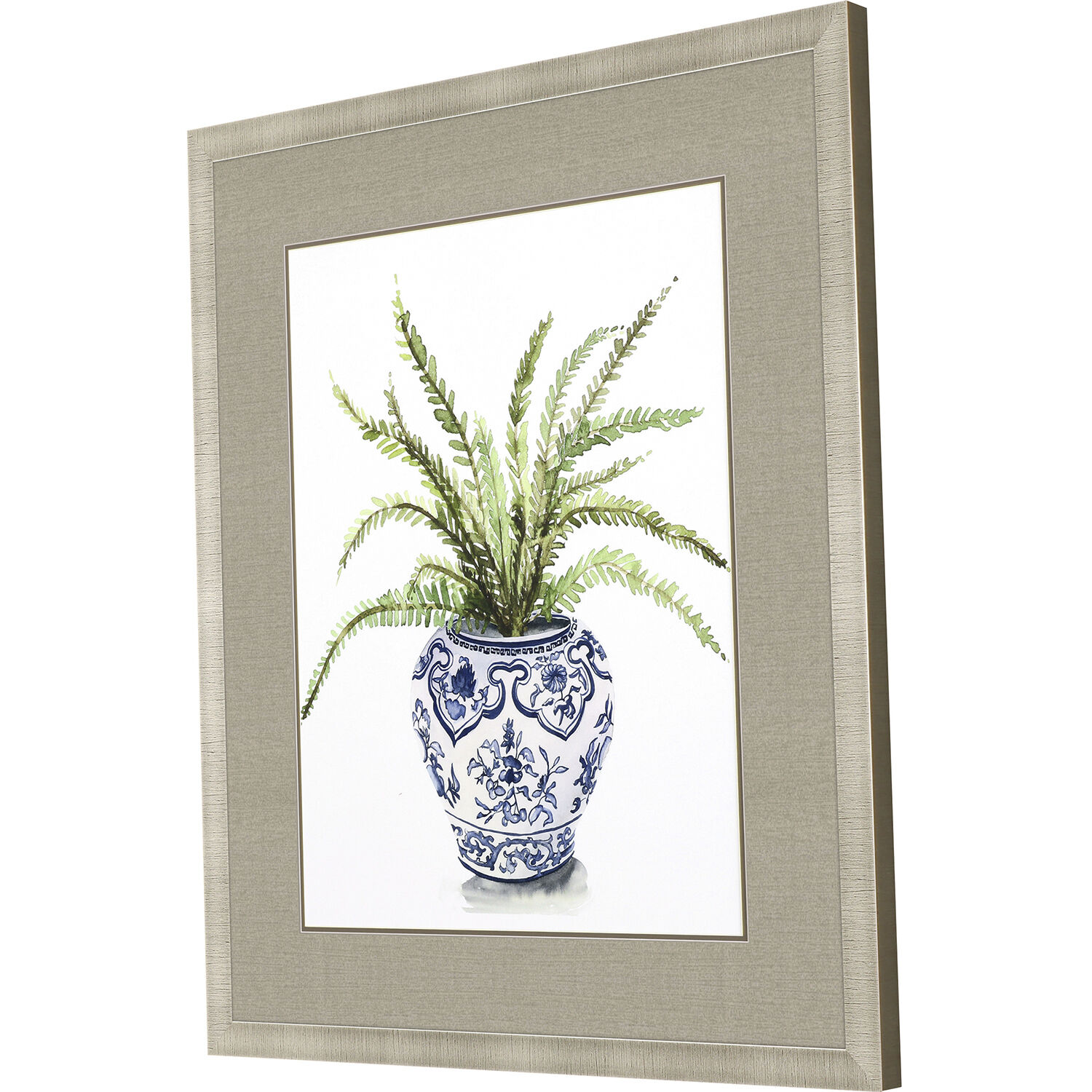 Fern House Blue and Green and White Framed Art