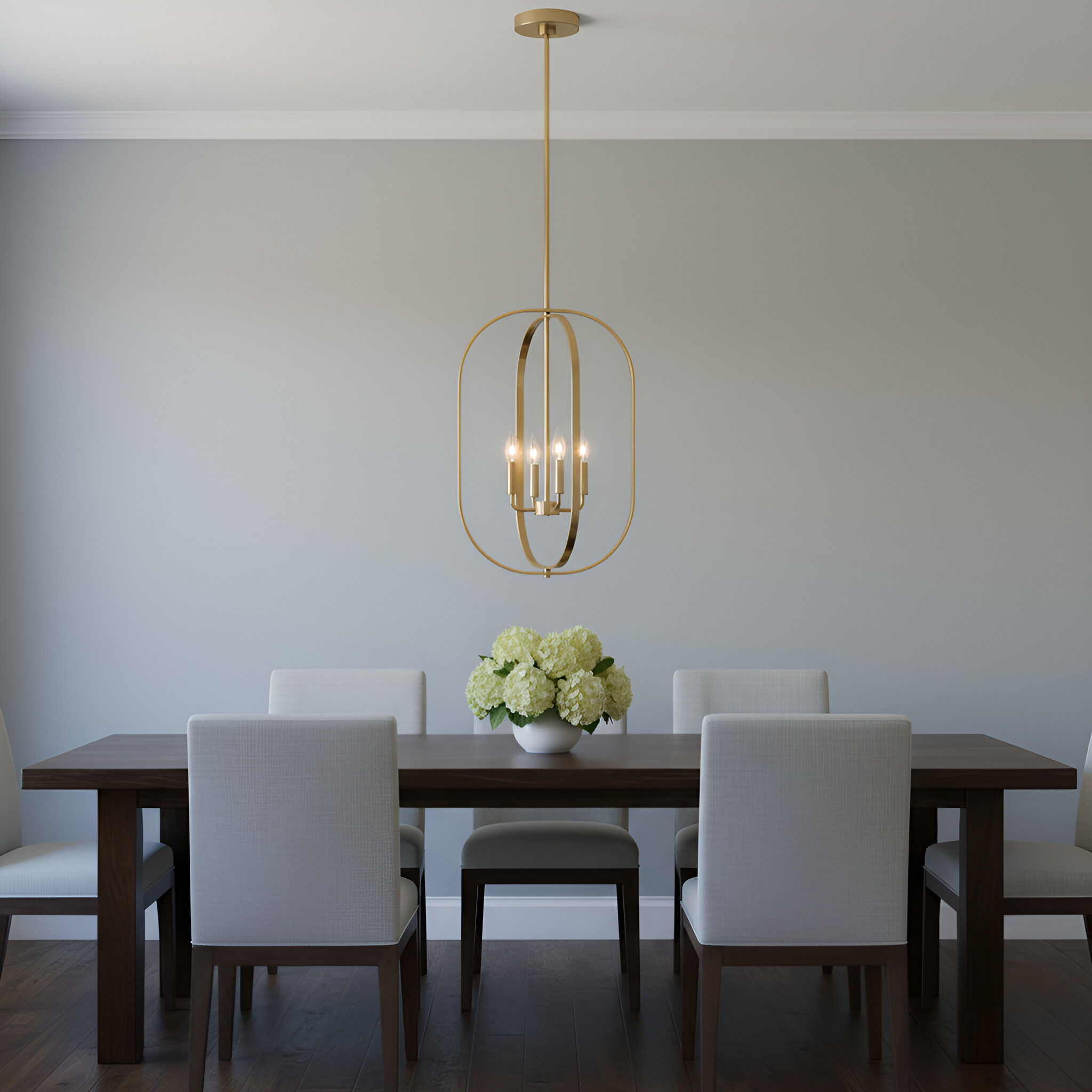 Loretto 4 Light 15.75 inch Satin Brass Chandelier Ceiling Light