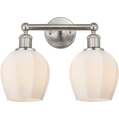 Edison Norfolk 2 Light 15 inch Brushed Satin Nickel Bath Vanity Light Wall Light in Matte White Glass