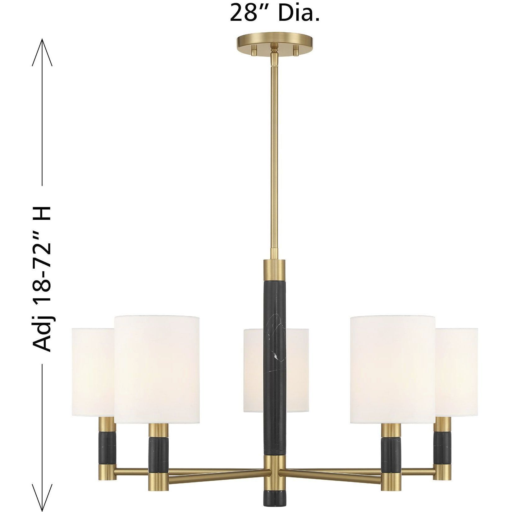 Conrad 5 Light 28 inch Warm Brass with Black Marble Chandelier Ceiling Light