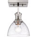 Hines 1 Light 7 inch Pewter Semi-flush Ceiling Light in Seeded Glass, Damp