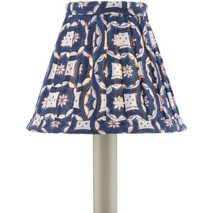 Block Print Navy and White with Red Pleated Chandelier Shade