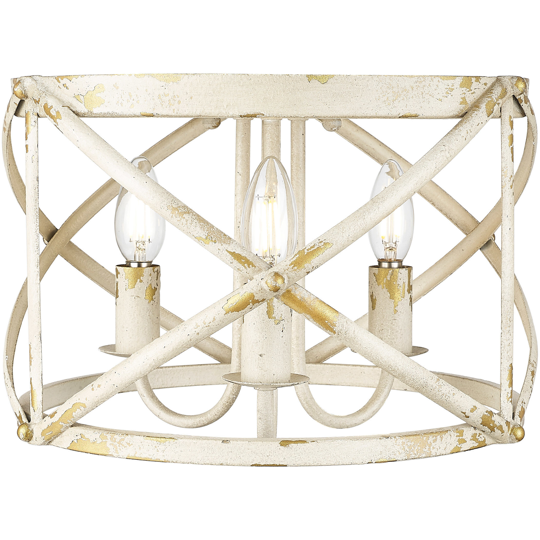 Alcott 3 Light 15 inch Antique Ivory Flush Mount Ceiling Light