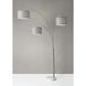 Bowery 74 inch 100 watt Brushed Steel Arc Lamp Portable Light in Grey Tweed Fabric