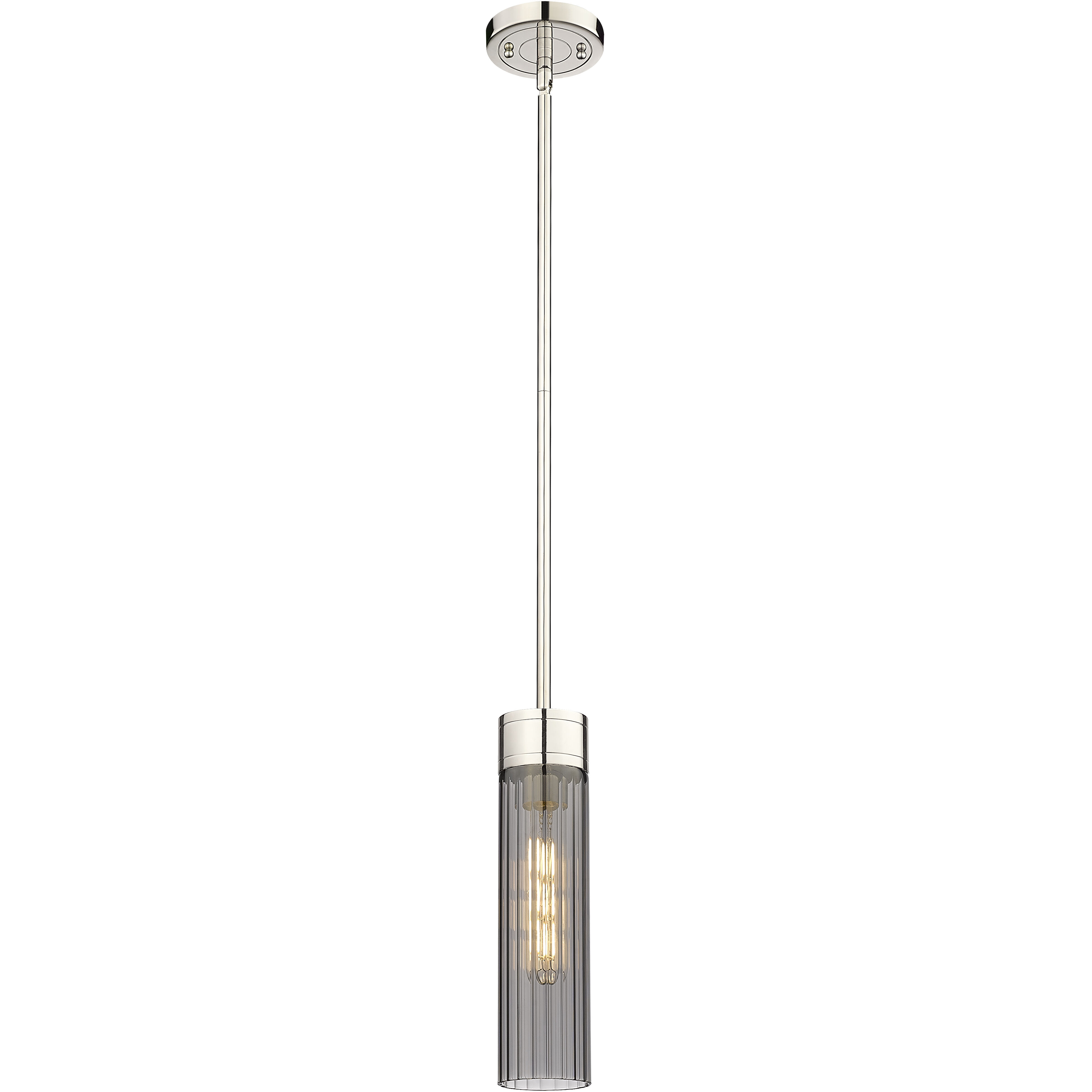 Empire 1 Light 3.13 inch Polished Nickel Pendant Ceiling Light in Plated Smoke Glass