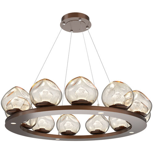Luna LED Burnished Bronze Multi-Pendant Ceiling Light in 3000K LED, Zircon Inner - Amber Outer