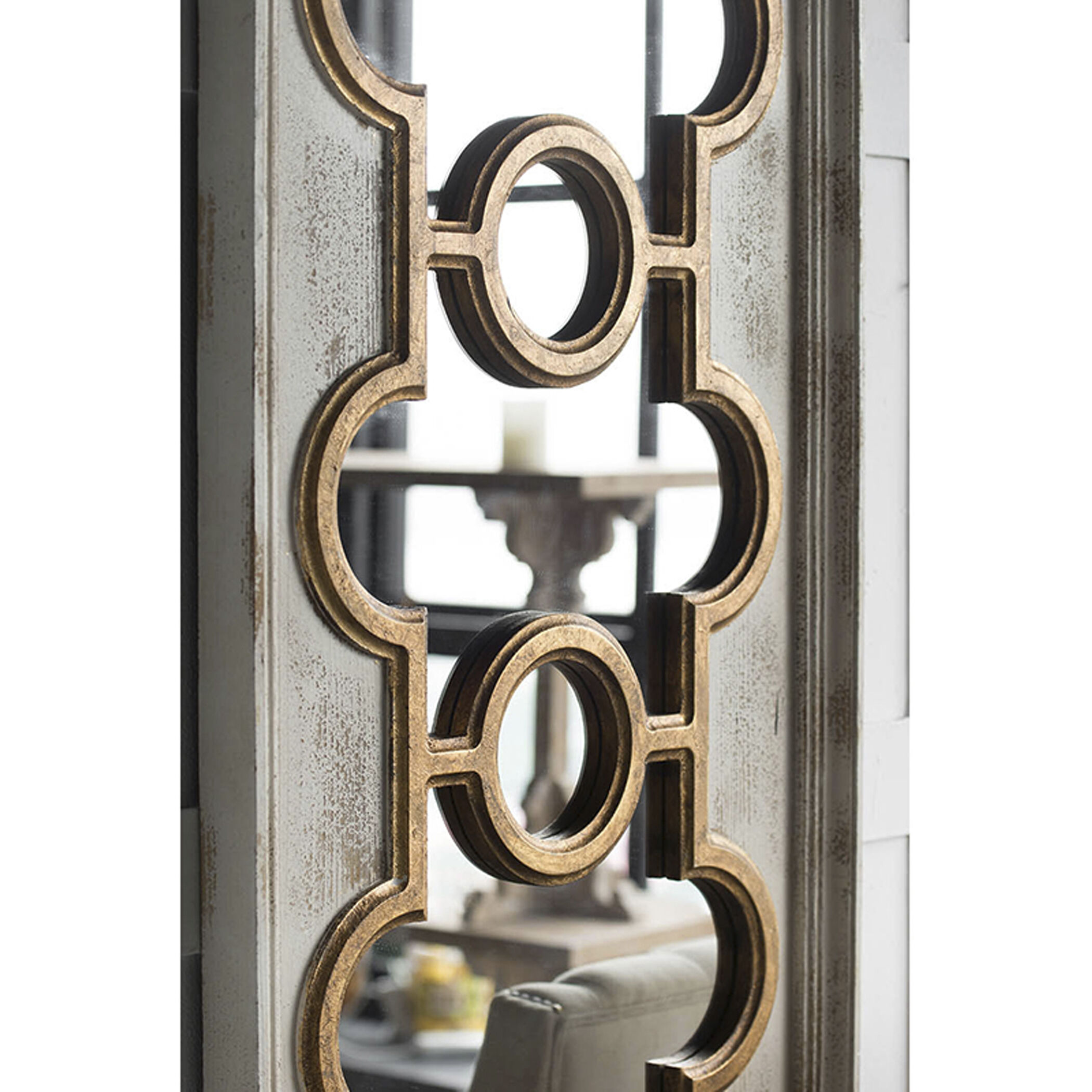 Henley 57.5 X 27.62 inch Antique White and Gold Mirror