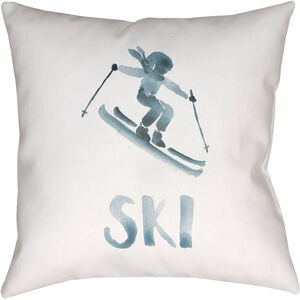 Ski II 20 X 20 inch Grey and White Outdoor Throw Pillow