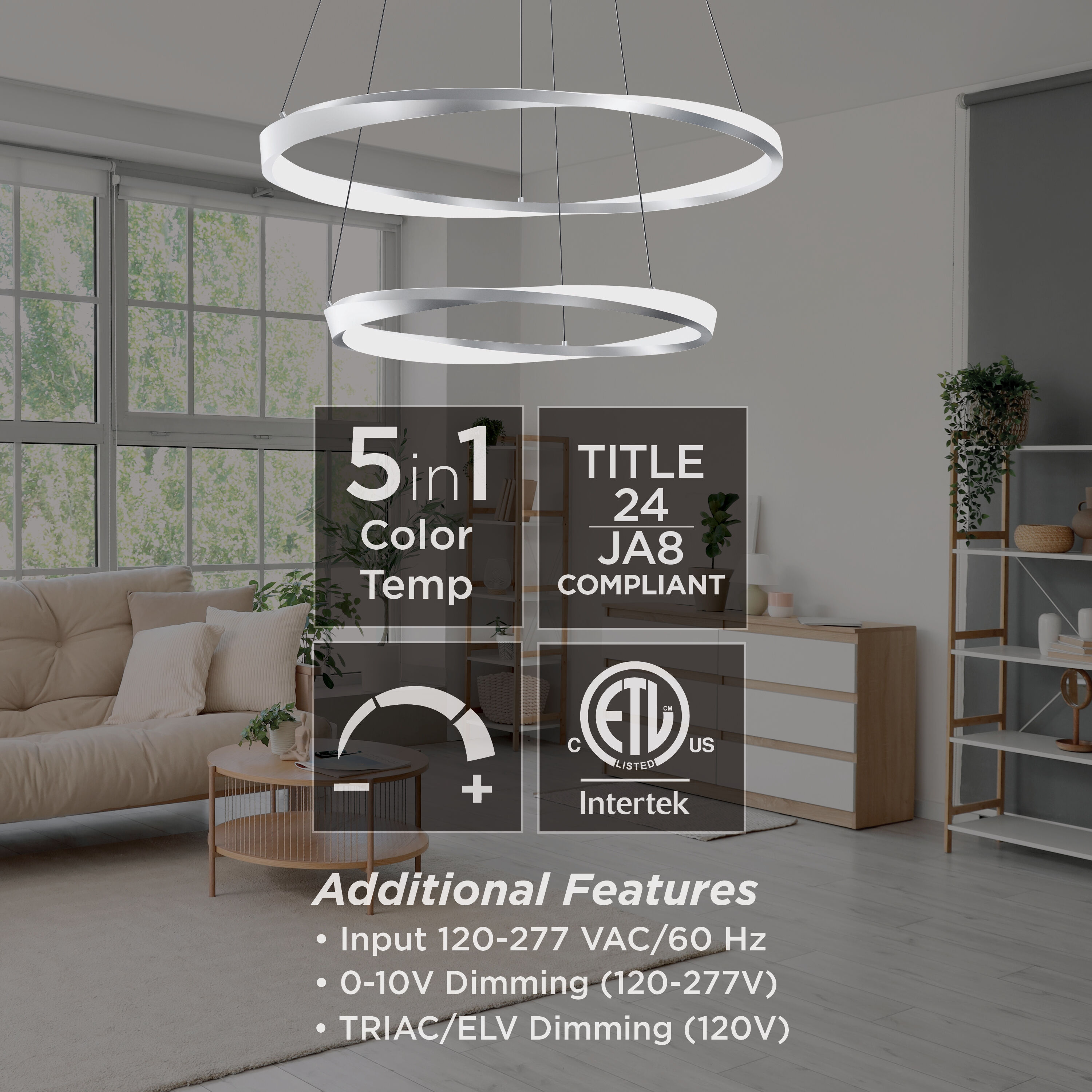 Oberon LED 1.4 inch Satin Nickel Pendant Ceiling Light