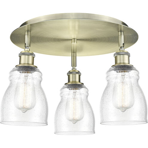 Ellery 3 Light 16.5 inch Antique Brass Flush Mount Ceiling Light in Seedy