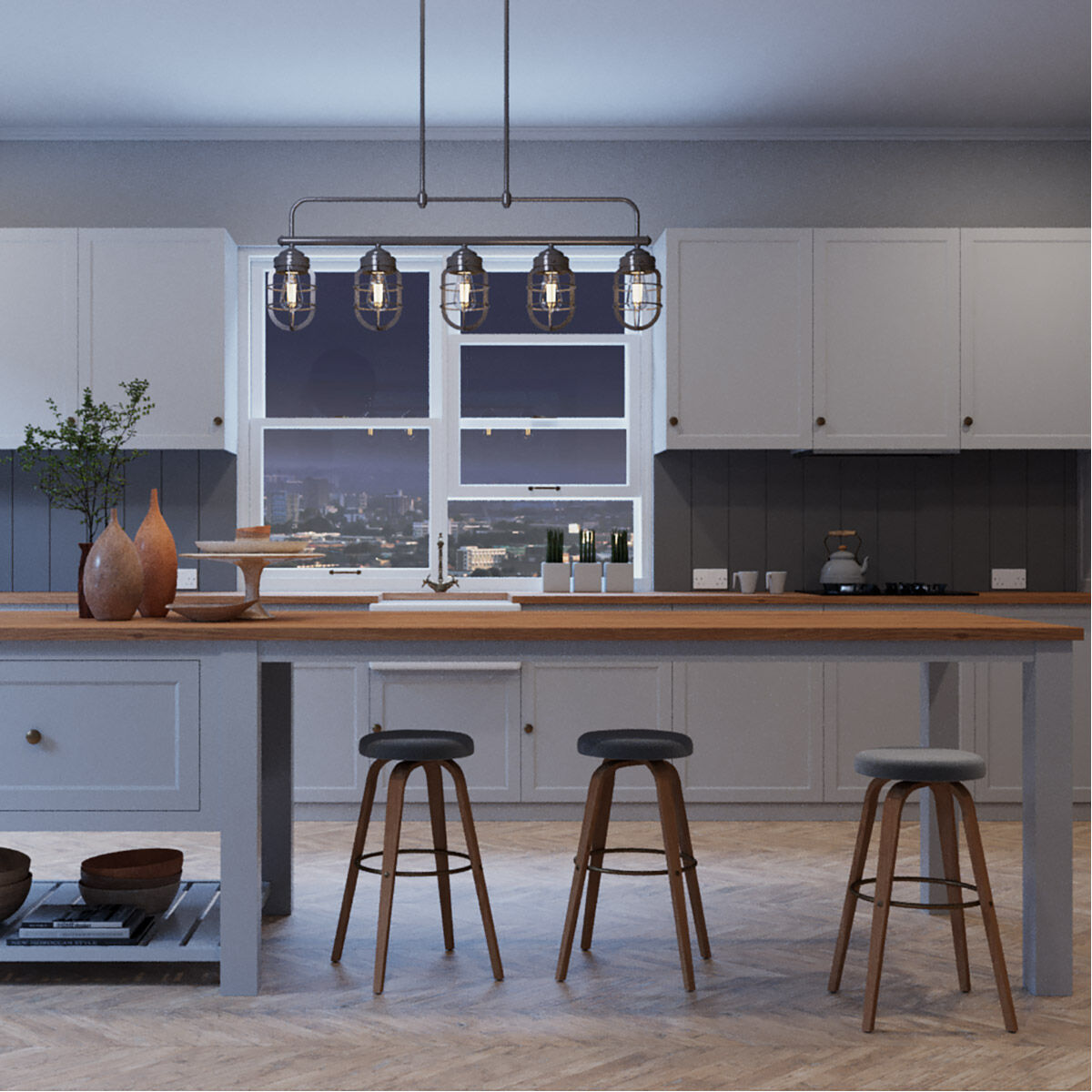 Starklake 5 Light 40 inch Noble Bronze Chandelier Ceiling Light