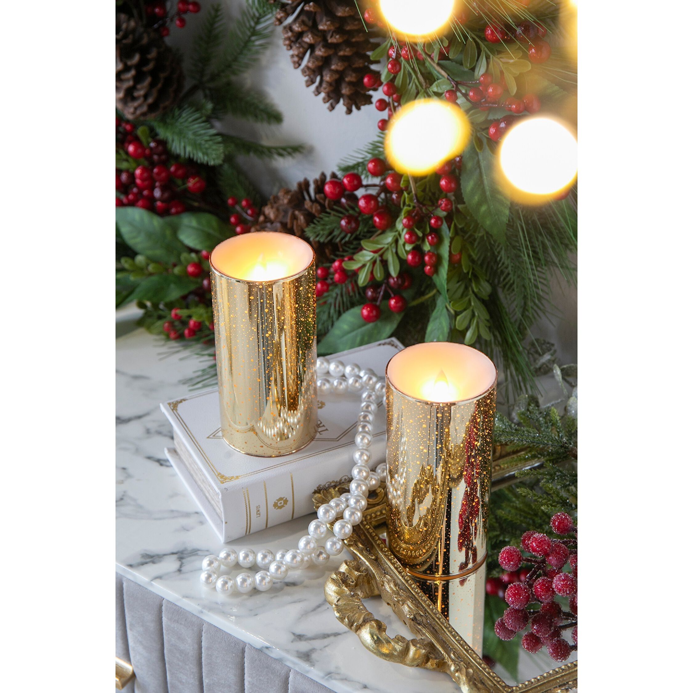 Speckled 6 X 3 inch LED Candle