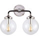 Ian K. Fowler Bistro 2 Light 14 inch Polished Nickel and Black Bath Sconce Wall Light in Clear Glass