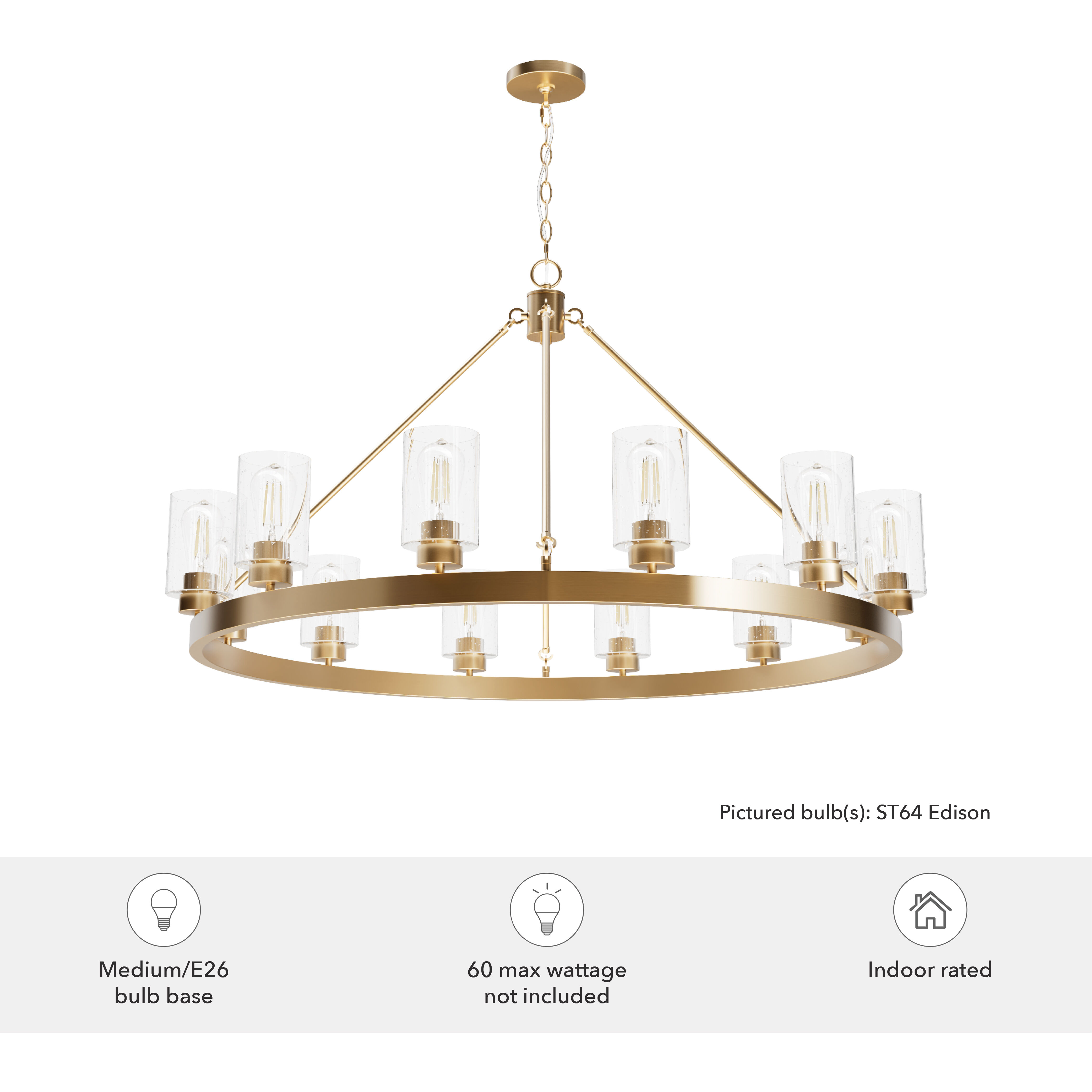 Hunter Fan 13060 Hartland 12 Light 44 inch Alturas Gold Chandelier