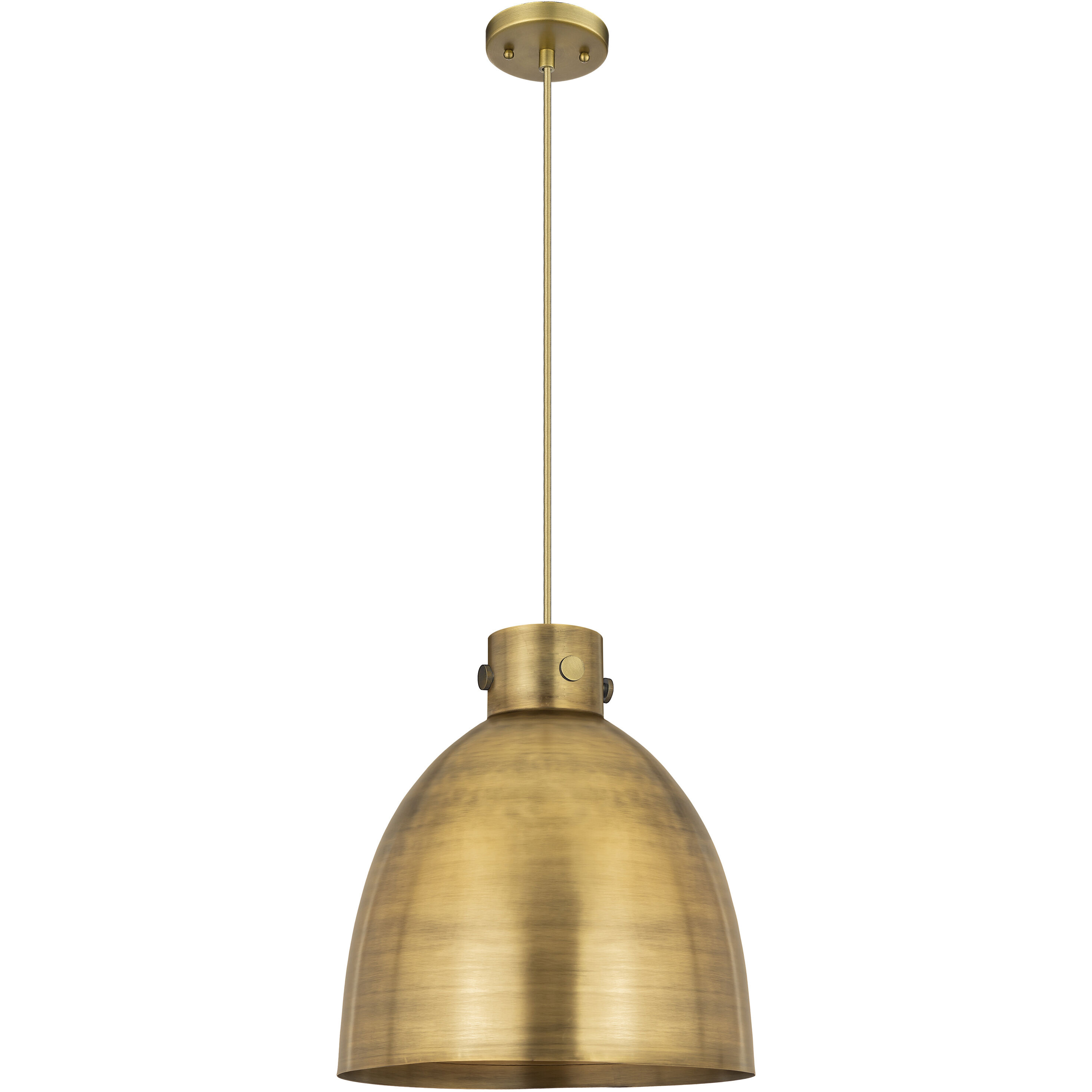 Newton Bell 1 Light 14 inch Brushed Brass Cord Hung Pendant Ceiling Light