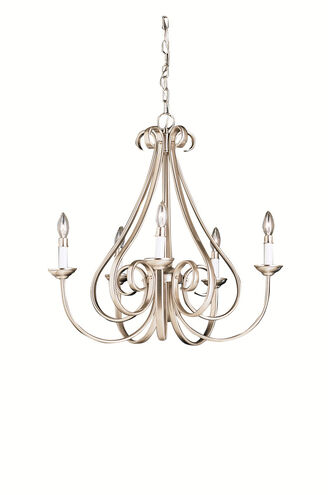 Dover 5 Light 25 inch Brushed Nickel Chandelier 1 Tier Medium Ceiling Light, Medium