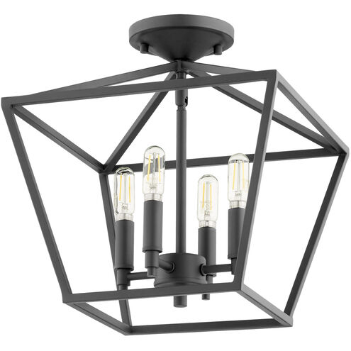 Gabriel 4 Light 13 inch Noir Semi Flush Mount Ceiling Light, Quorum Home