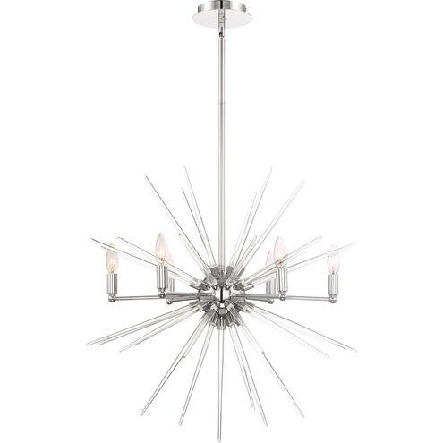 Pulsar 6 Light 27 inch Chrome with Clear Glass Chandelier Ceiling Light