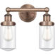 Dover 2 Light 15.5 inch Antique Copper Bath Vanity Light Wall Light in Clear