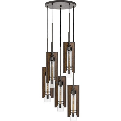 Almeria 5 Light 16 inch Pine and Iron Pendant Ceiling Light