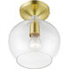 Aldrich 1 Light 8 inch Satin Brass with Polished Brass Accent Semi-Flush Ceiling Light
