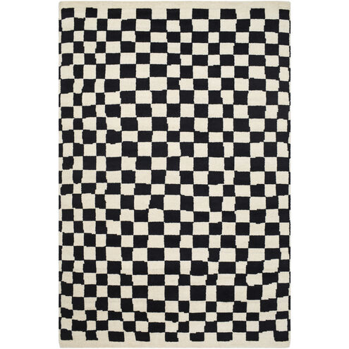 Damier 144 X 108 inch Ivory / Black Handmade Rug in 9 x 12
