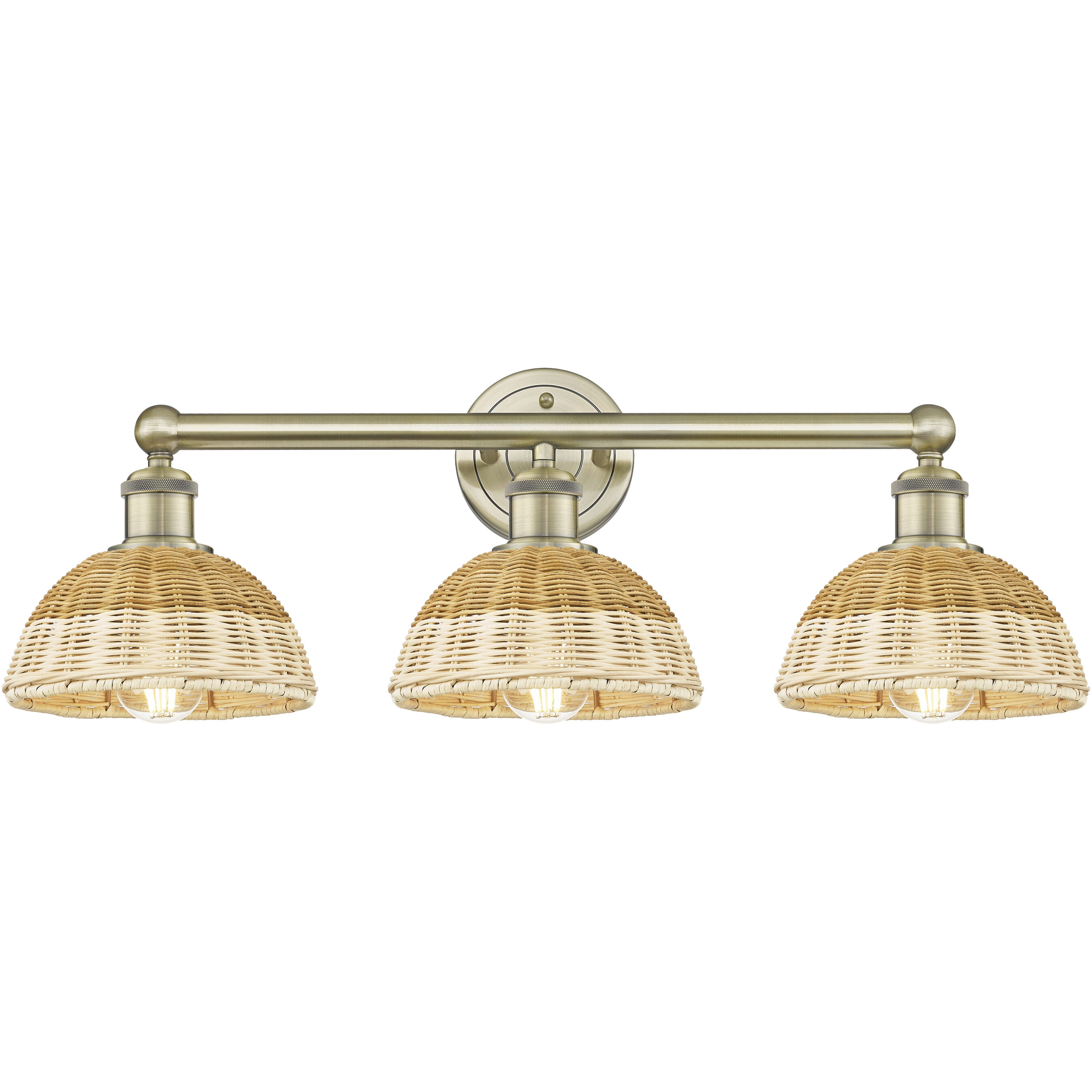 Edison Bristol Natural II 3 Light 26 inch Antique Brass Bath Vanity Light Wall Light