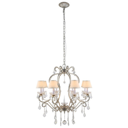 Diana 8 Light 31 inch Vintage Silver Leaf Chandelier Ceiling Light, Urban Classic