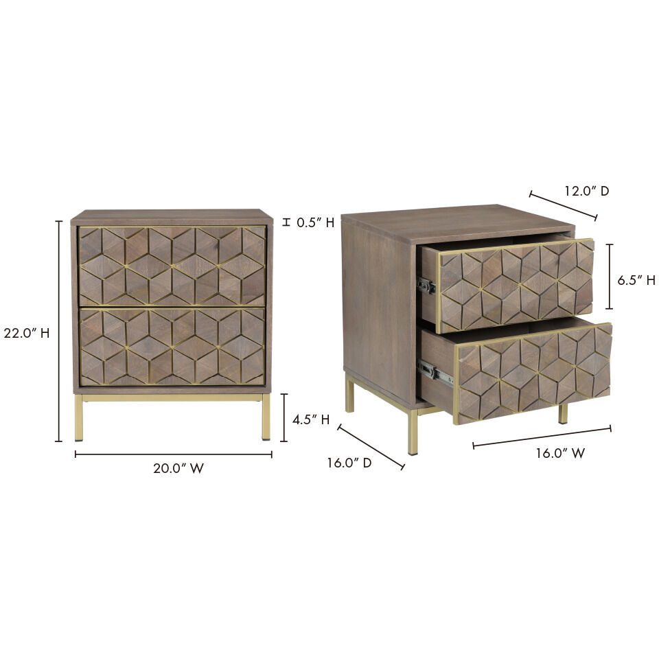 Corolla 22 X 20 inch Grey Nightstand