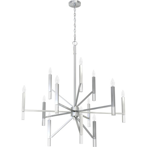 Sunjai 12 Light 40 inch Brushed Nickel Three Tier Chandelier Ceiling Light