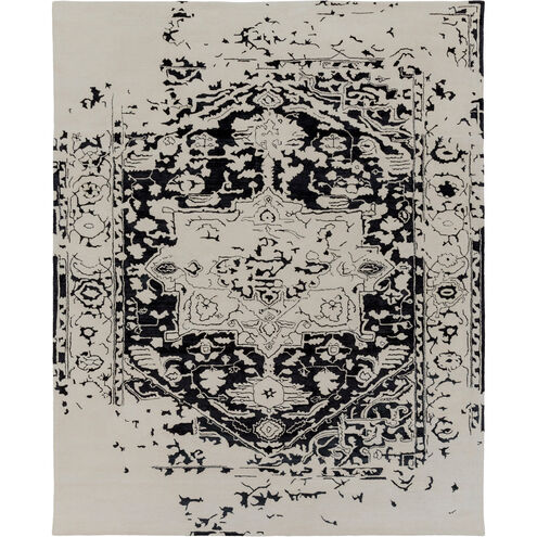 Temple 120 X 96 inch Black and Neutral Area Rug, Viscose and Wool