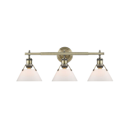 Orwell 3 Light 27 inch Aged Brass Bath Vanity Wall Light in Opal Glass