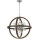 Morning Star 10 Light 30 inch Aged Wood with Polished Nickel and Clear Pendant Ceiling Light