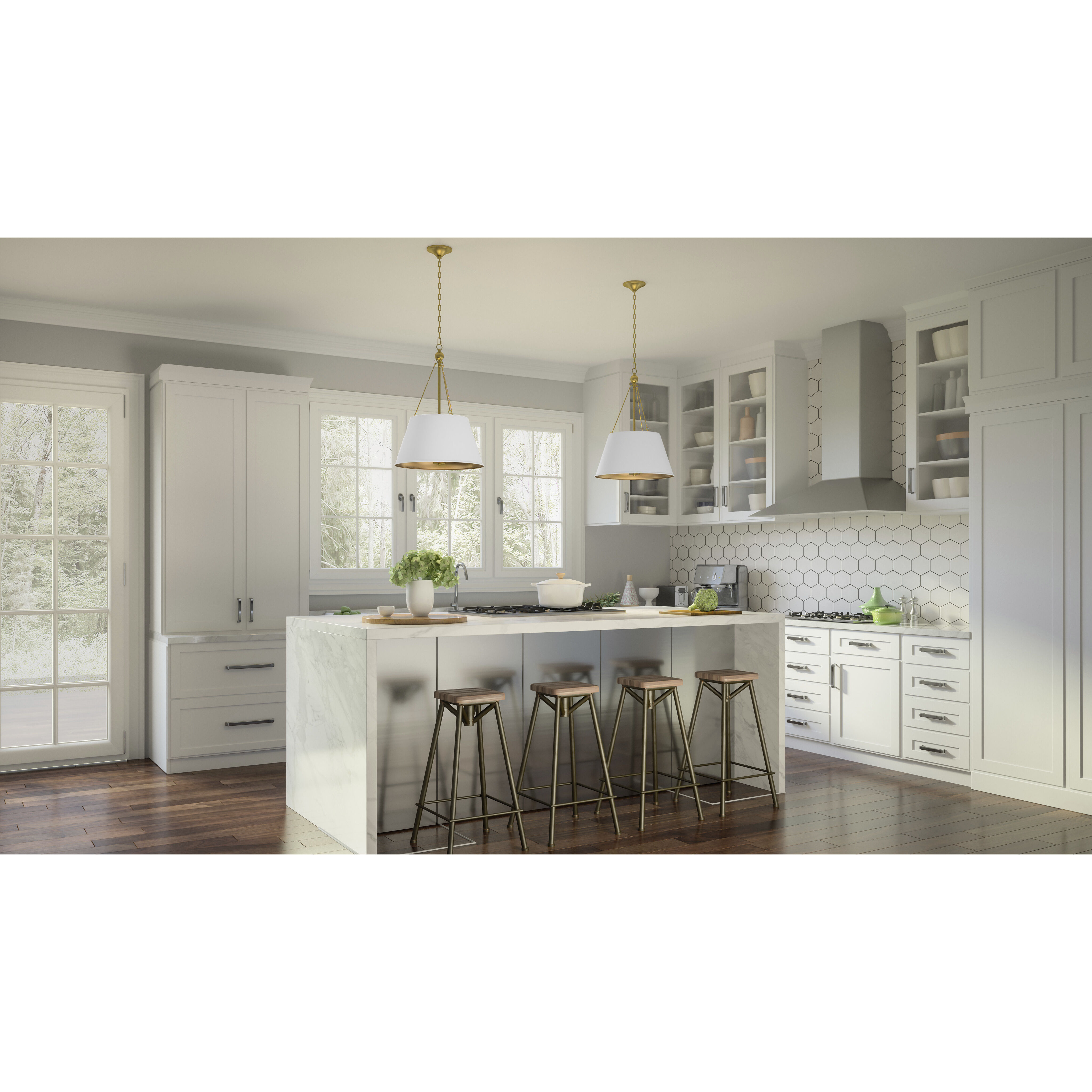 Aberdale 4 Light 19 inch White Lustre Pendant Ceiling Light