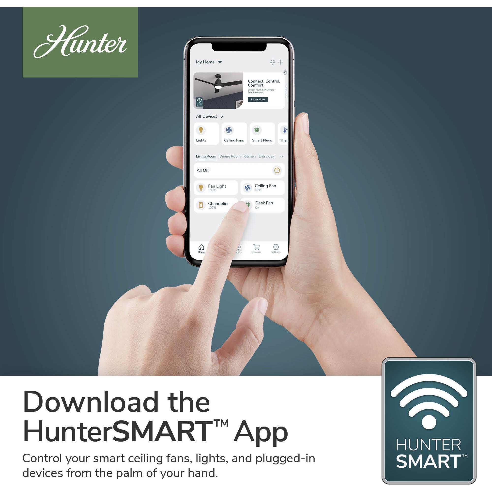 HunterSMART Fresh White Smart Fan Upgrade Kit with Remote Control