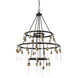 Campbell 35 Light 42.38 inch Vintage Black with Warm Brass Chandelier Ceiling Light