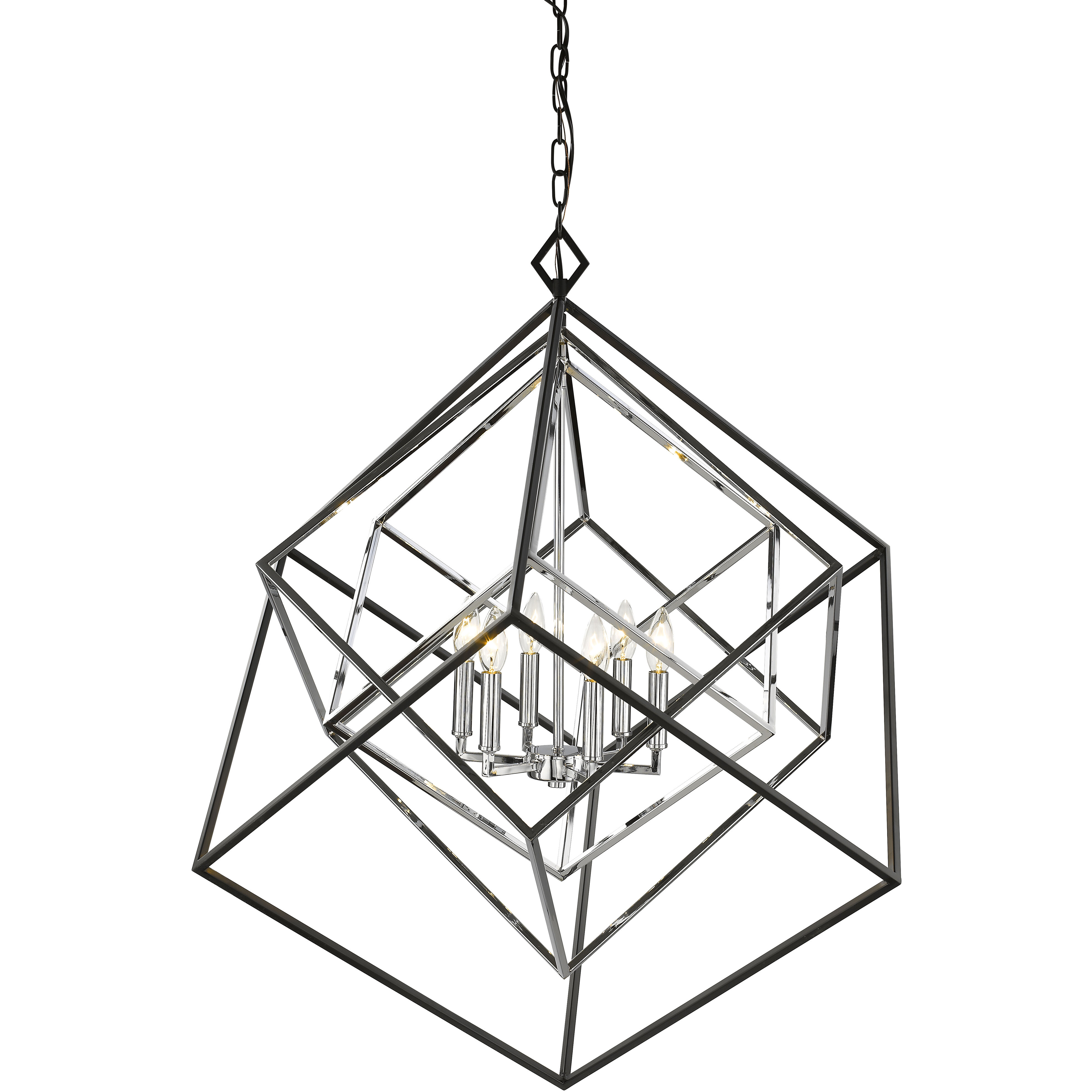 Euclid 6 Light 35.5 inch Chrome and Matte Black Chandelier Ceiling Light