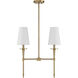 Trundle 2 Light 20 inch Warm Brass Linear Chandelier Ceiling Light, Lighting One