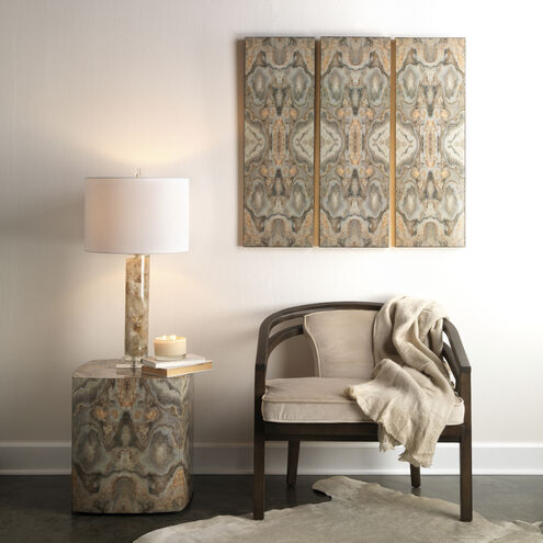 Ink Blot Curved 20 X 18 inch Grey & Cream Lacquer Side Table