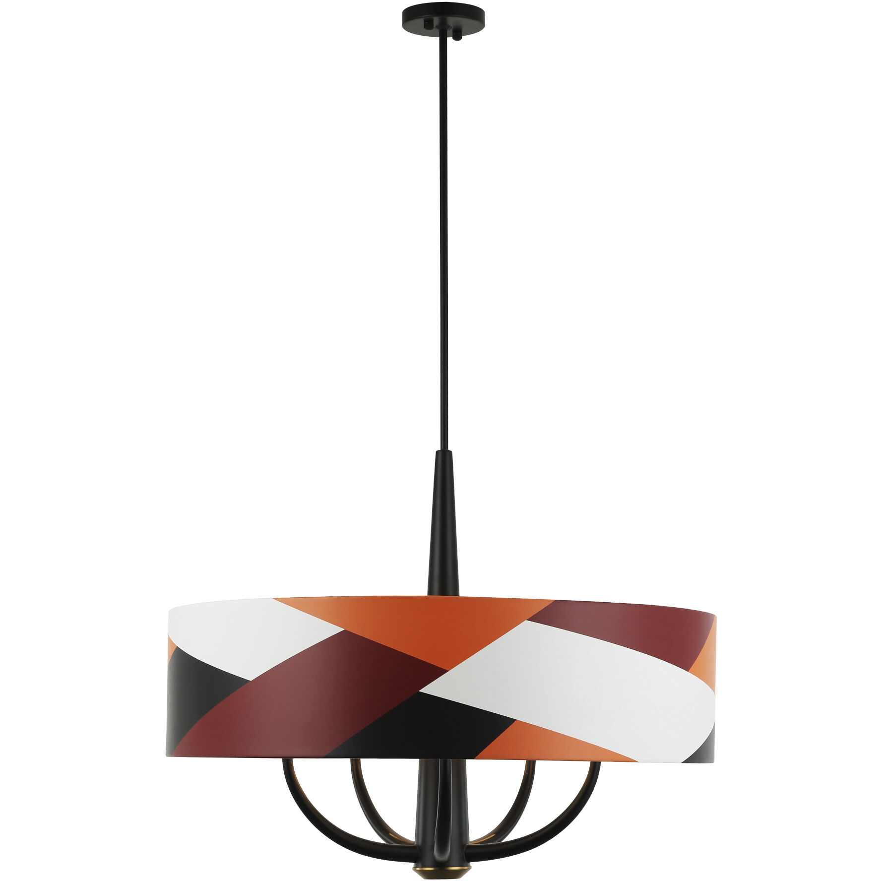 Patchwork 5 Light 30 inch Black with Satin Brass with Patchwork Pendant Ceiling Light in Black/Satin Brass/Patchwork