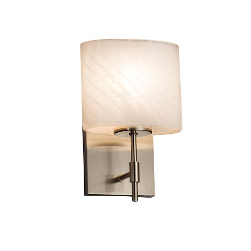 Fusion Wall Sconce Wall Light in Brushed Nickel, Oval, Incandescent, Weave Fusion