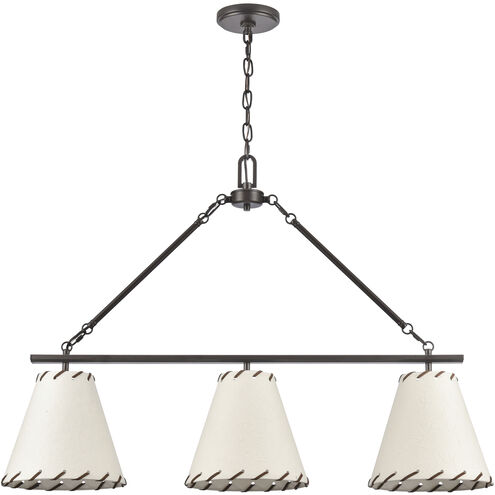 Marion 3 Light 36 inch Oil Rubbed Bronze with White Linear Chandelier Ceiling Light