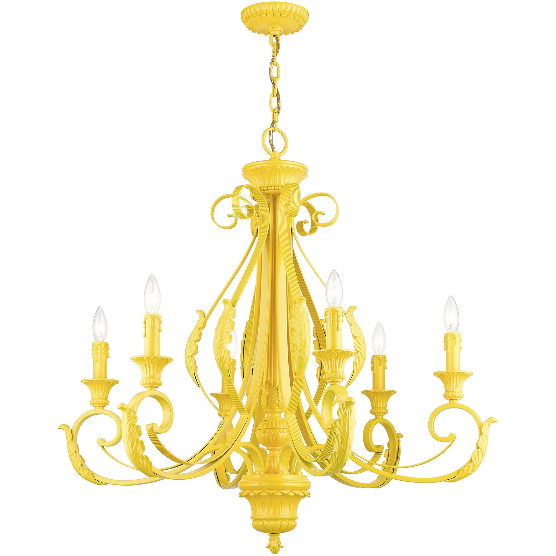Valencia 6 Light 35 inch Shiny Yellow Large Chandelier Ceiling Light