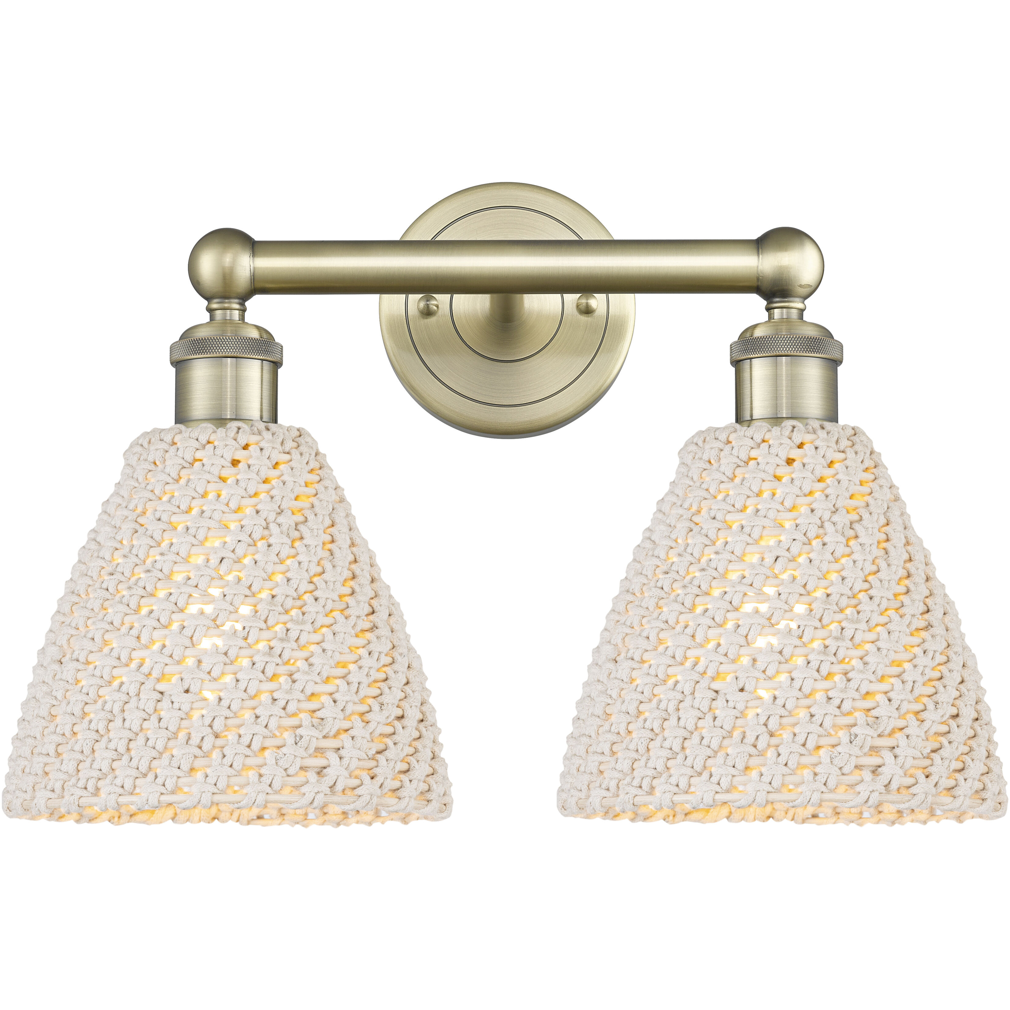 Edison Bristol Natural 2 Light 16.5 inch Antique Brass Bath Vanity Light Wall Light