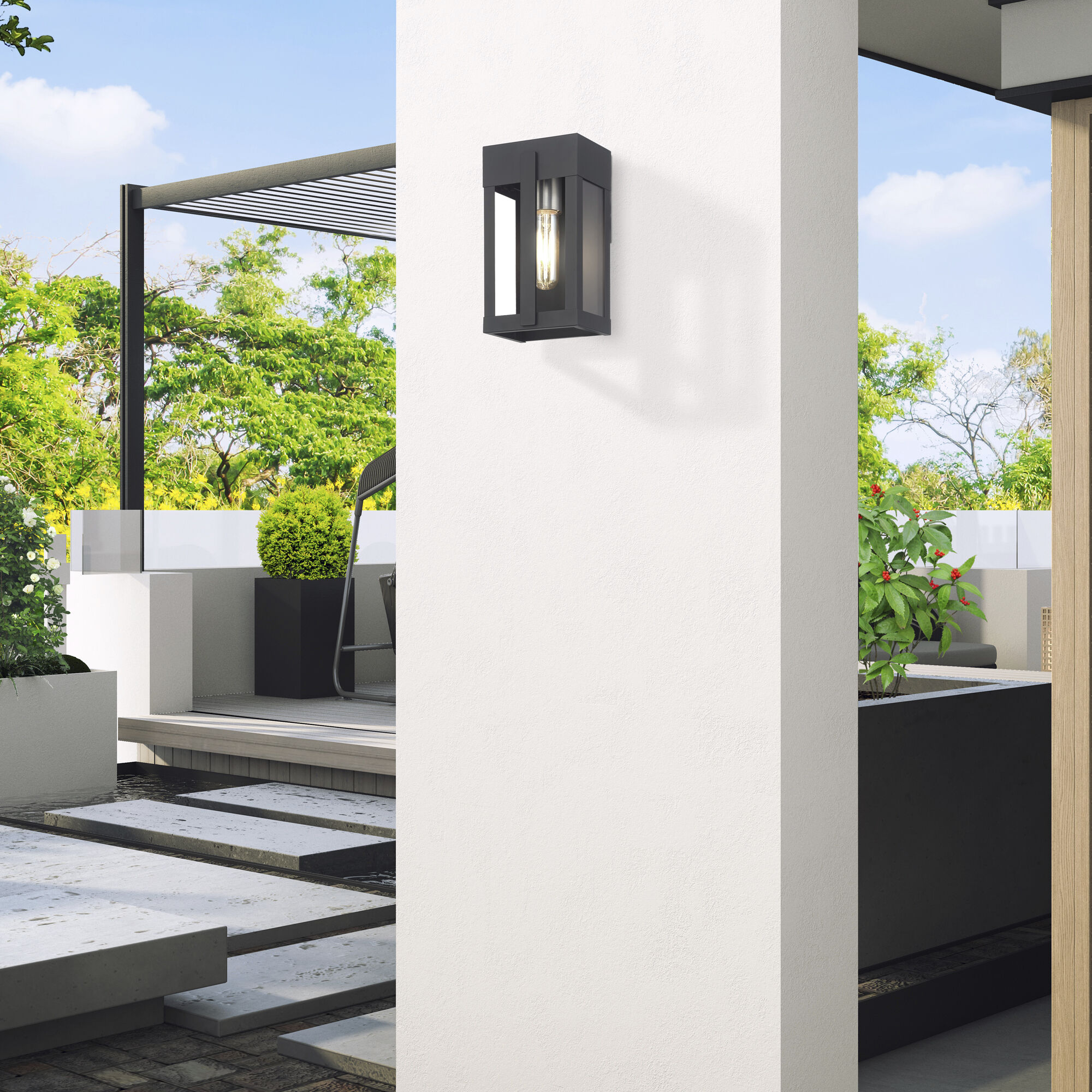 Berksford 1 Light 9 inch Black with Brushed Nickel Candles Outdoor Wall Lantern