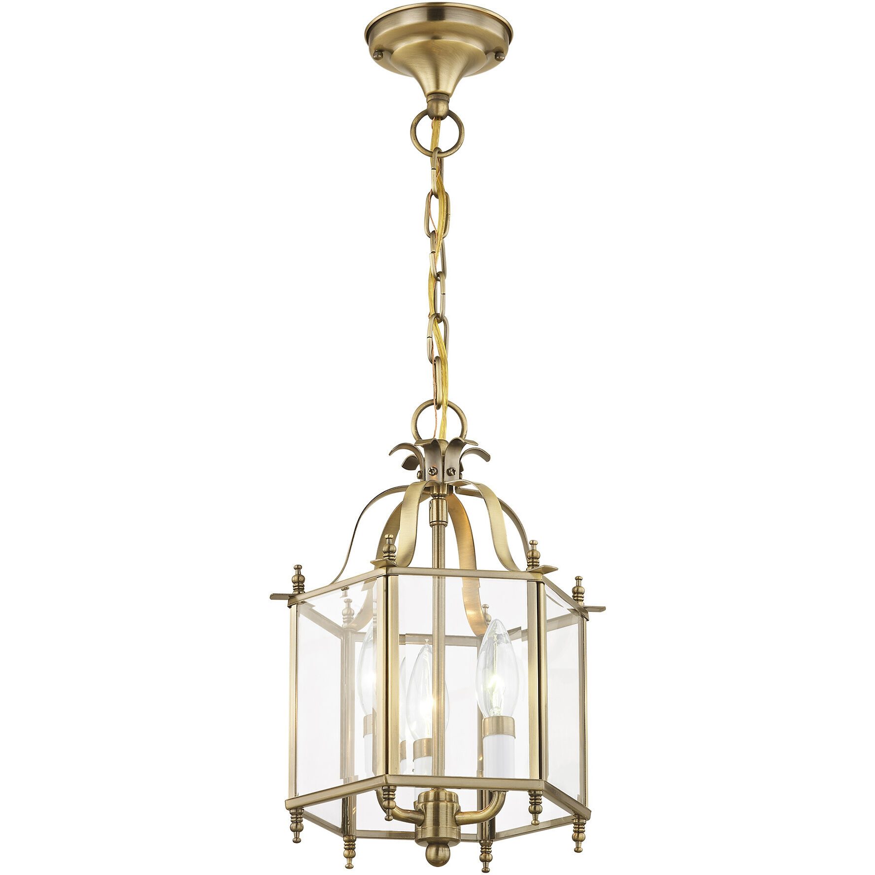 Livingston 3 Light 10 inch Antique Brass Convertible Mini Pendant/Ceiling Mount Ceiling Light