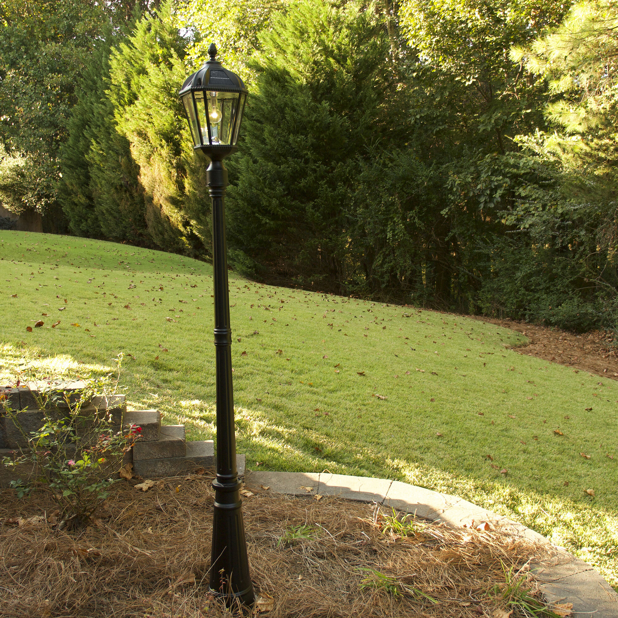 Royal LED 87 inch Black Lamp Post Set, Solar