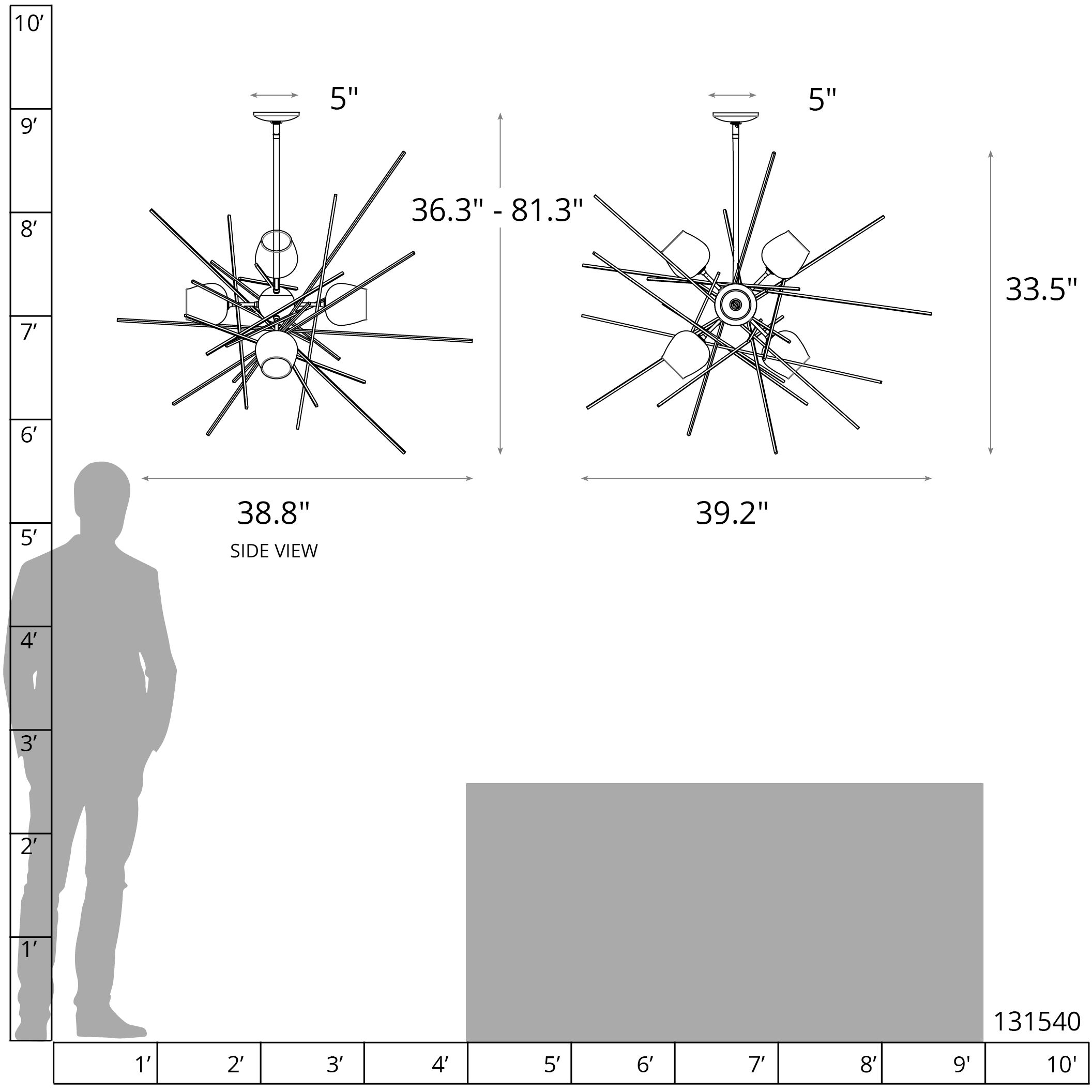 Griffin 6 Light 39.2 inch Oil Rubbed Bronze Pendant Ceiling Light in Cool Grey