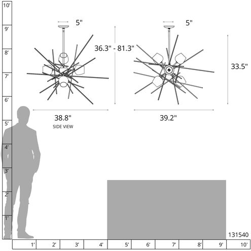 Griffin 6 Light 39.2 inch Modern Brass Pendant Ceiling Light in Clear